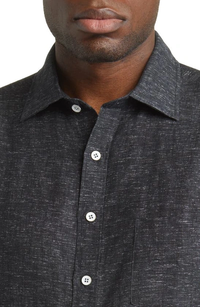 Shop Rodd & Gunn Ellerslie Short Sleeve Linen Button-up Shirt In Black Pearl