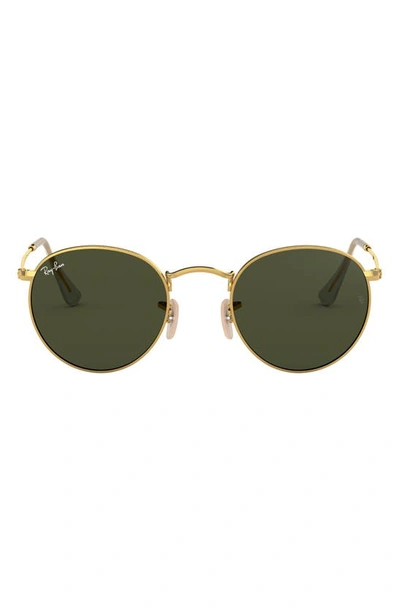Shop Gucci Icons 50mm Round Metal Sunglasses In Gold/ Green