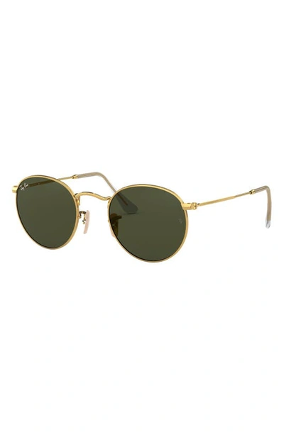 Shop Gucci Icons 50mm Round Metal Sunglasses In Gold/ Green