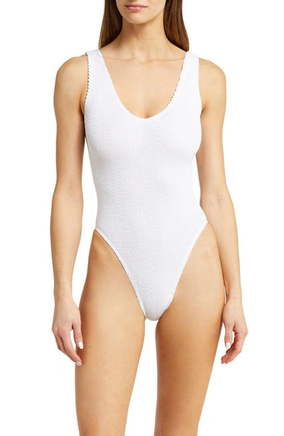 Shop Bound By Bond-eye Mara Ribbed One-piece Swimsuit In Optic White