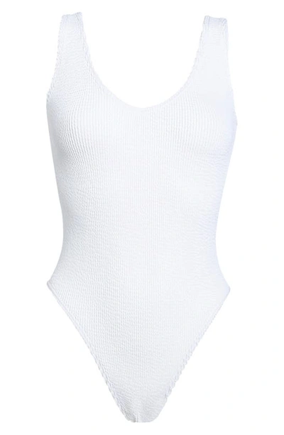 Shop Bound By Bond-eye Mara Ribbed One-piece Swimsuit In Optic White