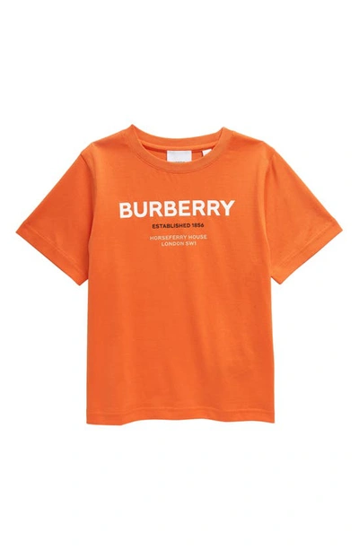 Shop Burberry Kids' Cedar Horseferry Logo Cotton Graphic Tee In Light Coral Orange