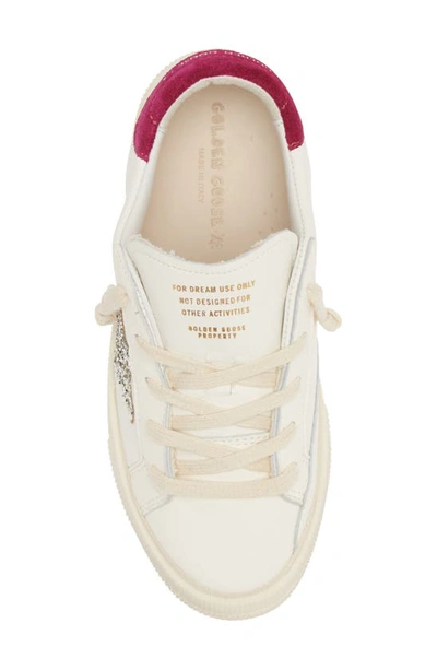 Shop Golden Goose Kids' May Glitter Star Low Top Sneaker In White/ Platinum/ Magenta