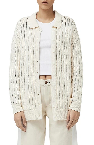Shop Rag & Bone Adrienne Open Stitch Cotton Blend Cardigan In Ivory