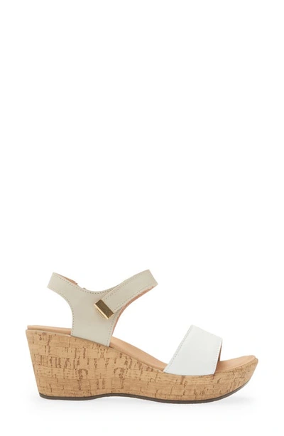 Shop Naot Summer Platform Wedge Sandal In Soft White/ Soft Ivory Leather