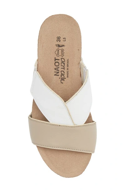 Shop Naot Tiara Wedge Sandal In Soft Beige/ Soft White Leather