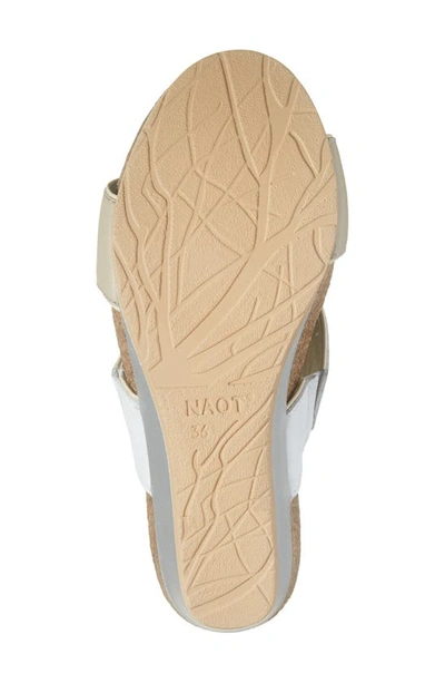 Shop Naot Tiara Wedge Sandal In Soft Beige/ Soft White Leather