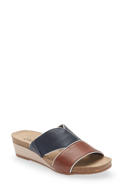 Shop Naot Tiara Wedge Sandal In Soft Chestnut/ Soft Ink
