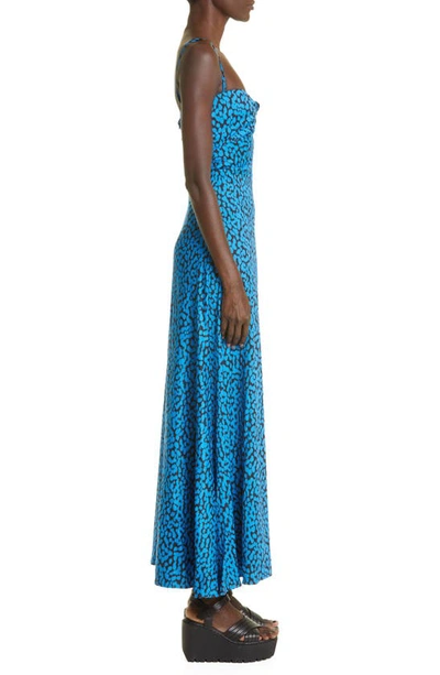 Shop Proenza Schouler Leopard Print Cutout Dress In Turquoise Multi