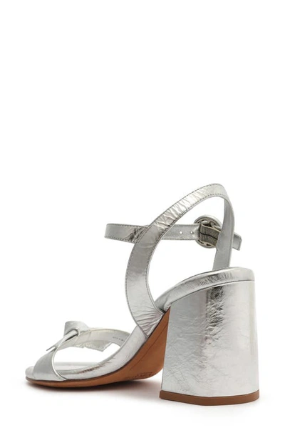 Shop Alexandre Birman Clarita Flare Metallic Leather Sandal In Silver