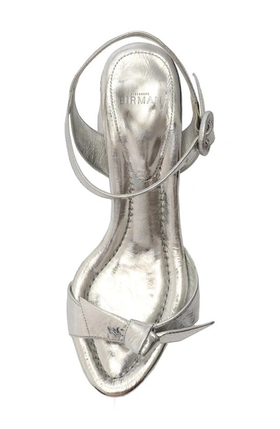 Shop Alexandre Birman Clarita Flare Metallic Leather Sandal In Silver