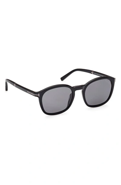 Shop Tom Ford Jayson 52mm Polarized Square Sunglasses In Shiny Black / Polarized Smoke