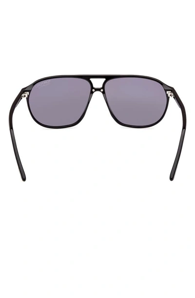 Shop Tom Ford Bruce 61mm Polarized Navigator Sunglasses In Shiny Black / Polarized Smoke