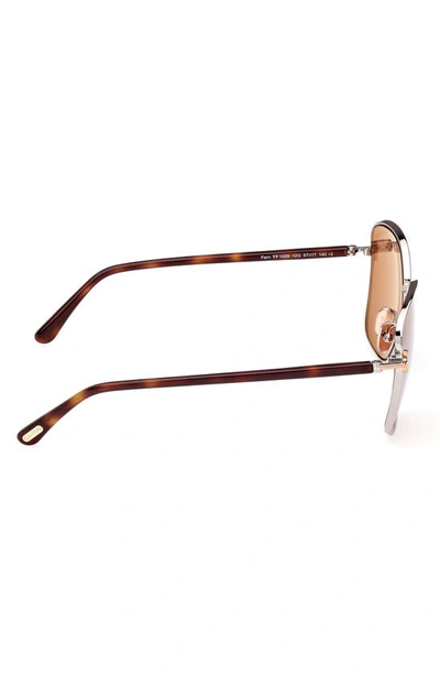 Shop Tom Ford Fern 57mm Square Sunglasses In Shiny Light Ruthenium / Rose