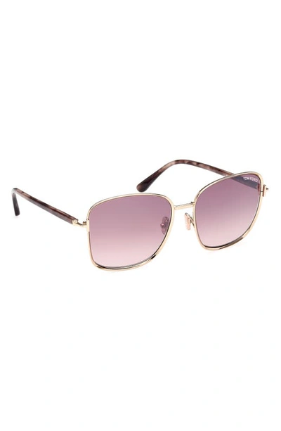 Shop Tom Ford Fern 57mm Square Sunglasses In Shiny Rose Gold Rose / Rose
