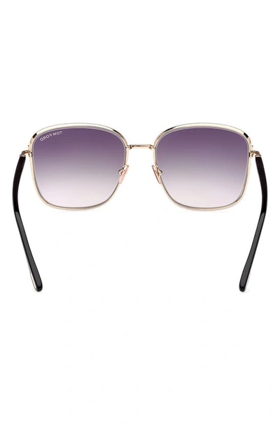 Shop Tom Ford Fern 57mm Square Sunglasses In Shiny Rose Gold / Smoke