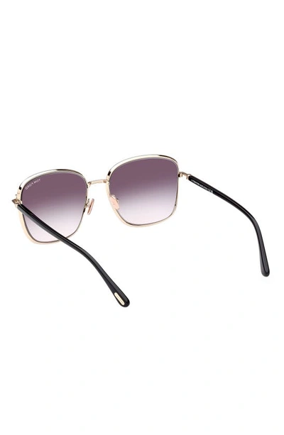 Shop Tom Ford Fern 57mm Square Sunglasses In Shiny Rose Gold / Smoke