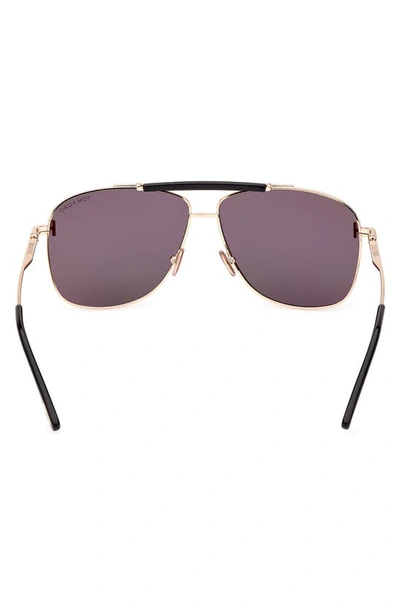 Shop Tom Ford Jaden 60mm Polarized Navigator Sunglasses In Shiny Rose Gold Black / Smoke