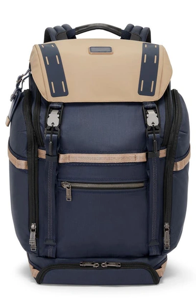 Shop Tumi Expedition Flap Backpack In Midnight Navy/ Khaki