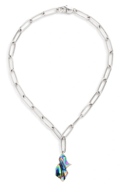 Shop Sterling King Gelsey Fold Pendant Necklace In Oil Slick