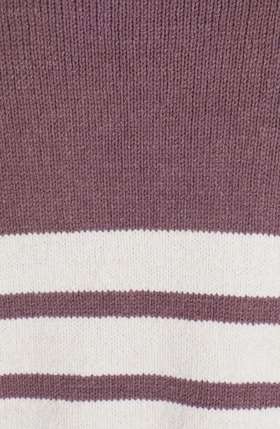 Shop Golden Goose Regular Fit Stripe Logo Patch Linen Blend Sweater In Purple/ White