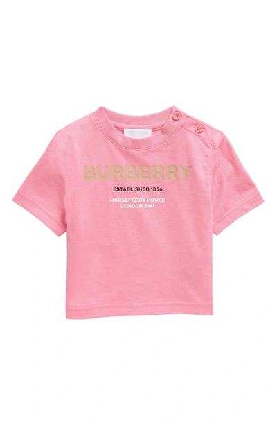 Shop Burberry Kids' Cedar Horseferry Logo Cotton Graphic Tee In Bubblegum Pink