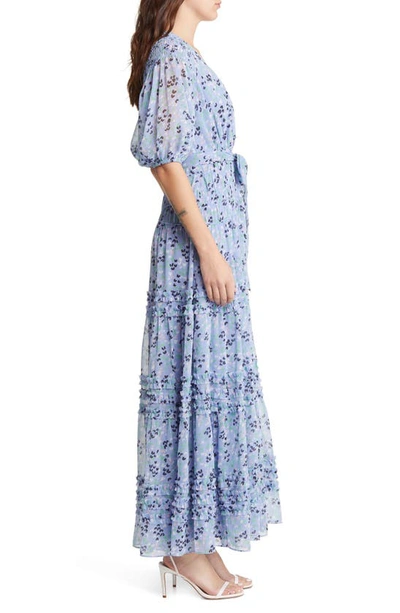 Shop Ted Baker Blakeli Floral Smocked Puff Sleeve Dress In Blue