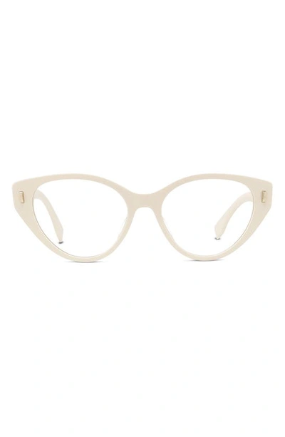 Fendi 53mm Cat Eye Optical Glasses In Ivory