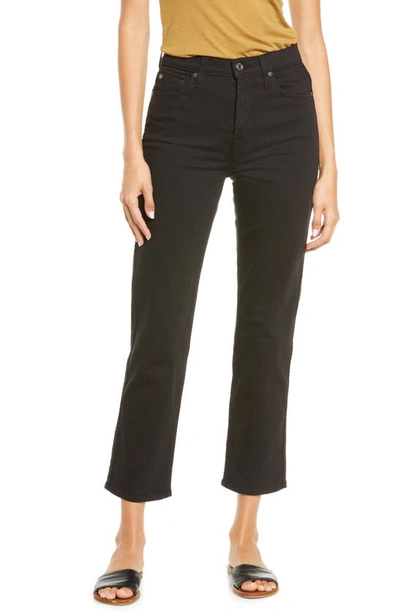 Shop 7 For All Mankind High Waist Crop Straight Leg Jeans In Black