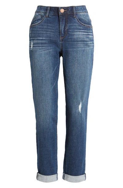 Shop Wit & Wisdom 'ab'solution Distressed Girlfriend Jeans In Blue