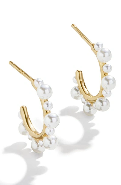 Shop Baublebar Serena 18k Gold Plated Imitation Pearl Hoop Earrings
