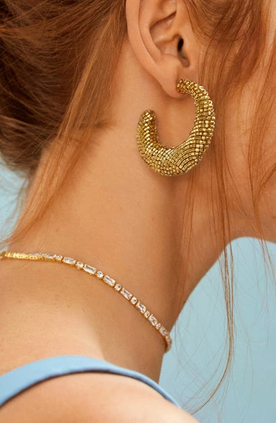 Shop Baublebar Callie Beaded Hoop Earrings In Gold