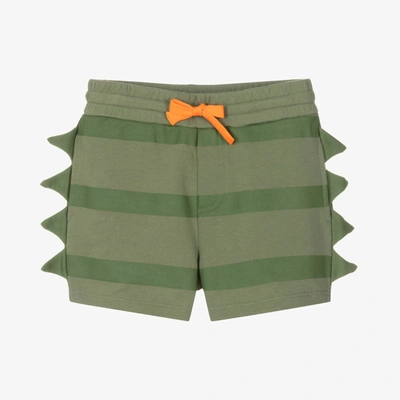 Shop Stella Mccartney Kids Boys Green Striped Cotton Shorts