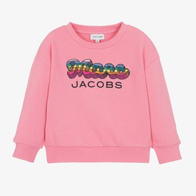 Shop Marc Jacobs Girls Pink Cotton Logo Sweatshirt