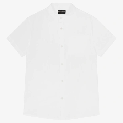 Shop Mayoral Nukutavake Boys White Cotton Collarless Shirt