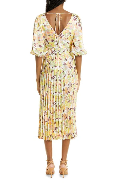 Shop Likely Patricia Floral Print Pleated Midi Dress In Ivory Multi