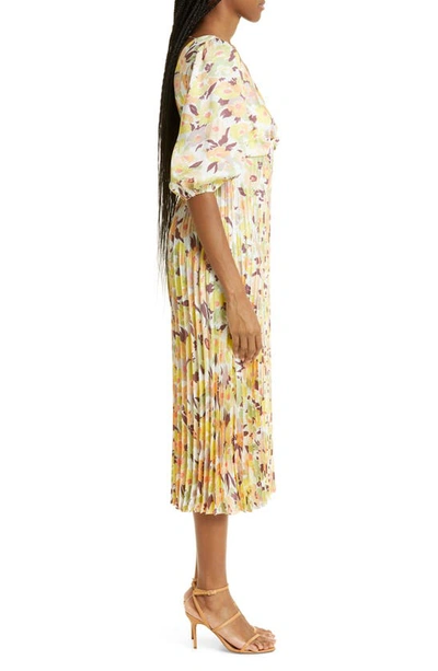 Shop Likely Patricia Floral Print Pleated Midi Dress In Ivory Multi