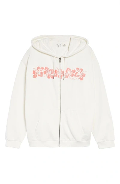 Shop Roxy Evening Hike Floral Oversize Zip Graphic Hoodie In Snow White