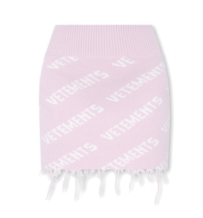 Shop Vetements Monogram Embroidered Mini Skirt In Pink
