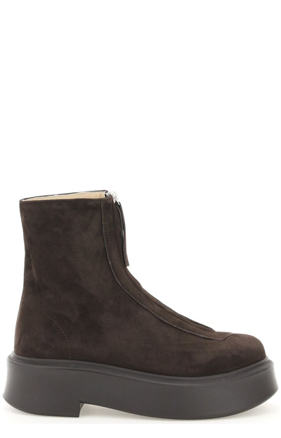 Shop The Row Front Zipped Boots In Brown