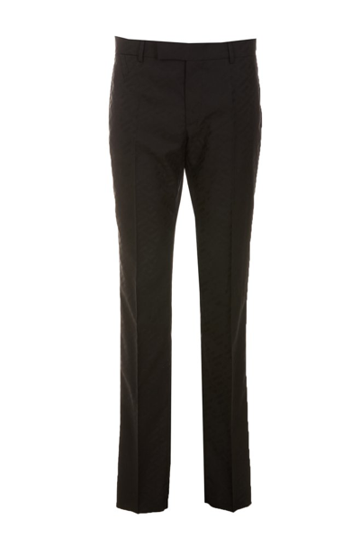 Shop Versace Straight Leg Tailored Pants In Black