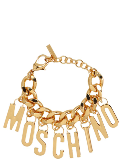 Shop Moschino Logo Detailed Chain In Gold