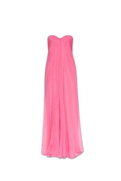 Shop Alexander Mcqueen Strapless Maxi Dress In Pink