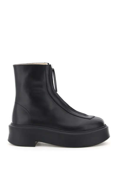 Shop The Row Zipped Ankle Boots In Black