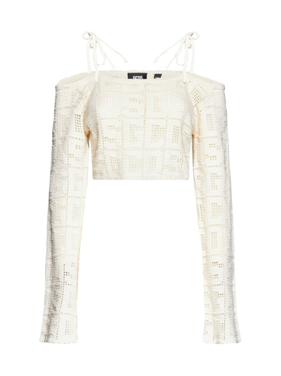 Shop Gcds Logo Monogram Cropped Knitted Top In White