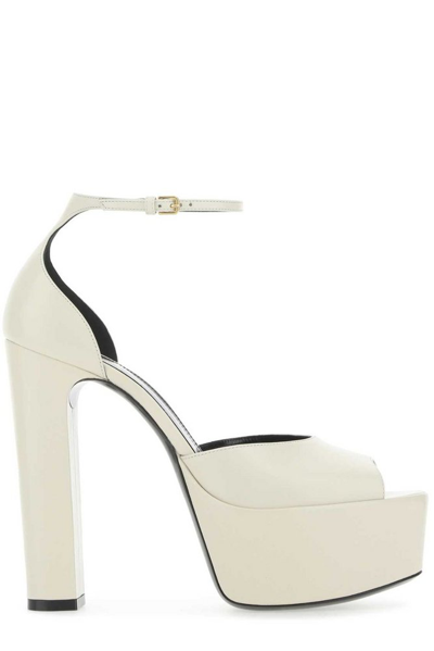Shop Saint Laurent Jodie Platform Sandals In White