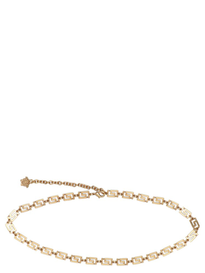 Shop Versace Greca Medusa Pendant Chain Belt In Gold