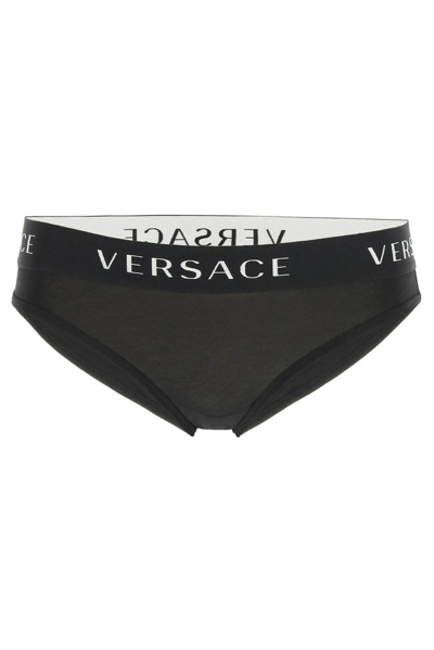 Shop Versace Logo Band Briefs In Black