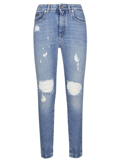 Shop Dolce & Gabbana Audrey Distressed Skinny Jeans In Blue