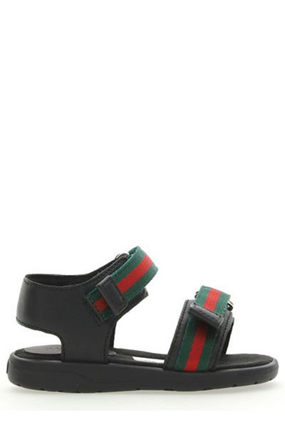 Shop Gucci Kids Web Open Toe Sandals In Black